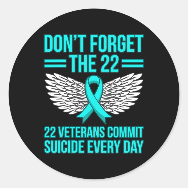 Veterans Commit Suicide Ptsd Awareness Ribbon Grap Classic Round Sticker (Front)