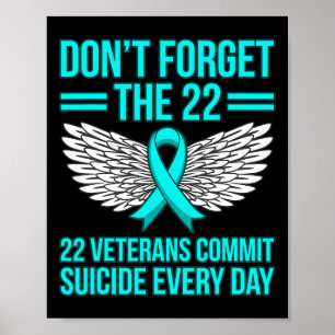 Veterans Commit Suicide Ptsd Awareness Ribbon Grap Poster