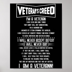 Veterans creed I'm a veteran Military Independence Poster