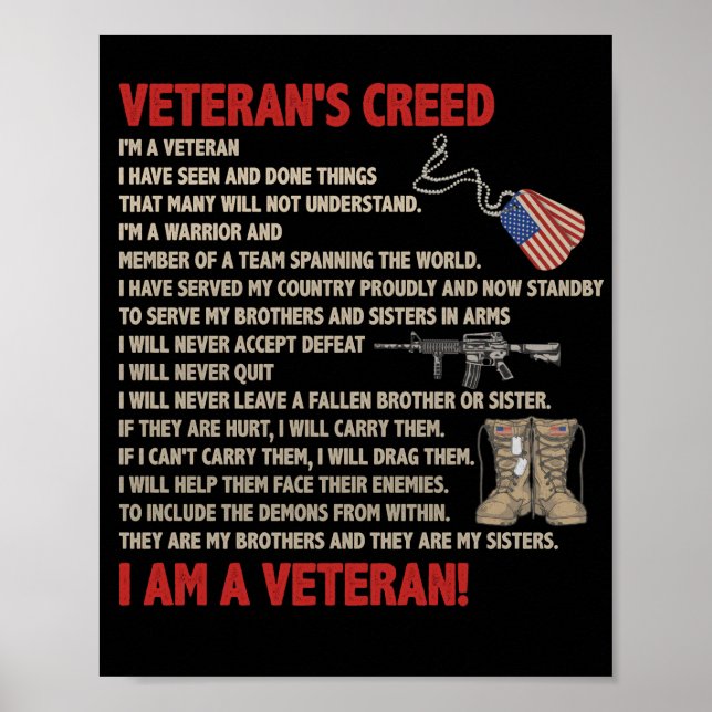 Veteran's creed I'm a veteran Proudly now Standby Poster (Front)