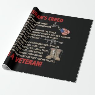 Veteran's creed I'm a veteran Proudly now Standby Wrapping Paper