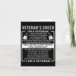 Veteran's Creed Patriot War Usa Oath Grandpa  Card
