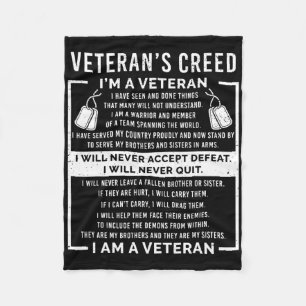 Veteran's Creed Patriot War Usa Oath Grandpa  Fleece Blanket
