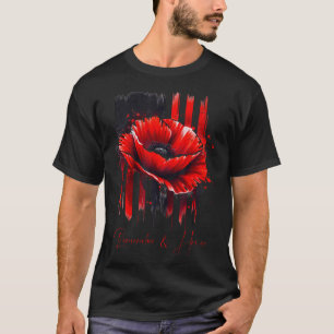 Veterans Day 2024 Usa Memorial Day Red Poppy Flowe T-Shirt