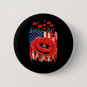 Veterans Day 2026 USA Memorial Day Red Poppy 6 Cm Round Badge