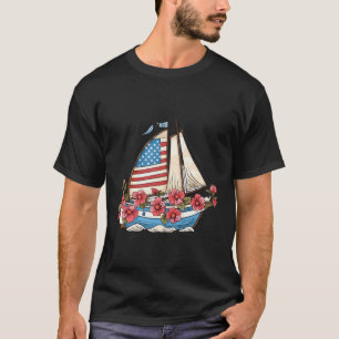 Veterans Day 4Th Of July Patriotic Sailboat Usa Fl T-Shirt