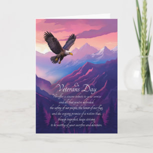 Veterans Day American Eagle and Purple Mountains Holiday Card