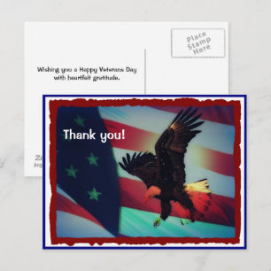 Veterans Day American Flag and Eagle Postcard