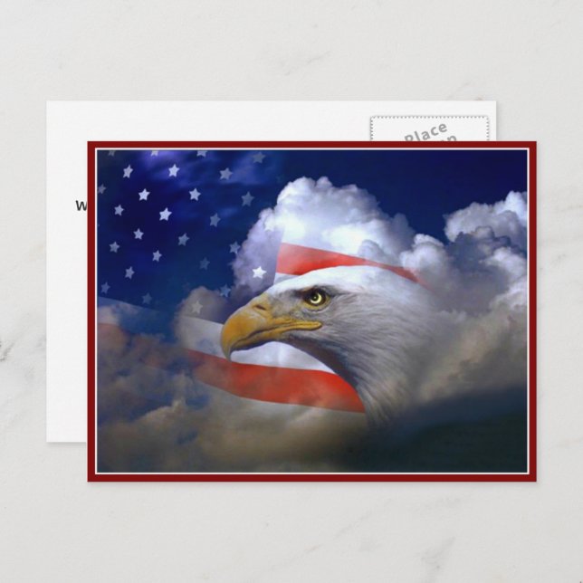 Veterans Day American Flag and Eagle Postcard (Front/Back)