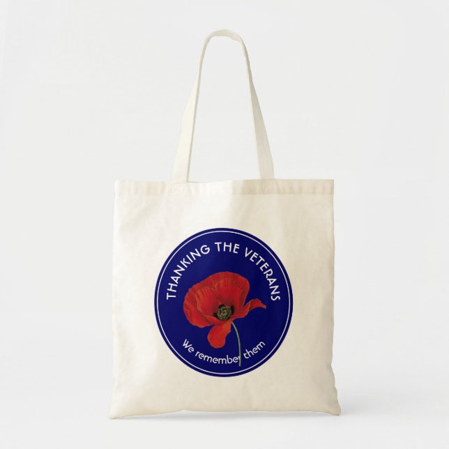 Veterans Day | Armistice | Remembrance | Poppy Tote Bag (Front)
