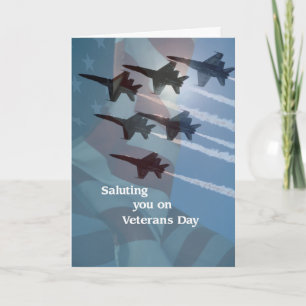 Veterans Day Blue Angels Jets Military Salute Thank You Card
