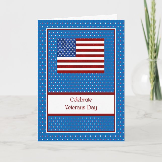Veterans Day Card with Flag & Stars (Front)