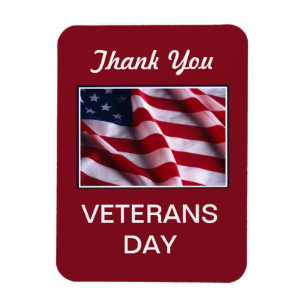 Veterans Day Celebration, Flag on Red Magnet
