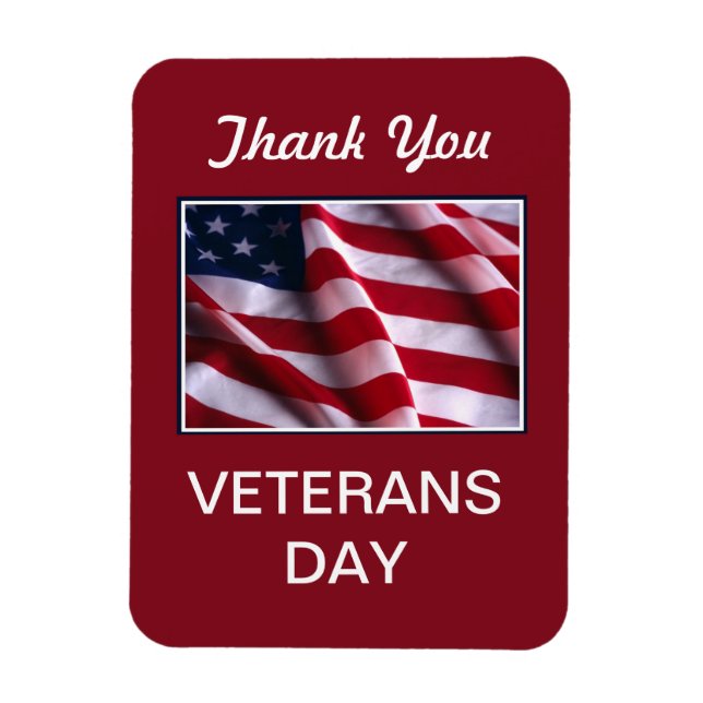 Veterans Day Celebration, Flag on Red Magnet (Vertical)