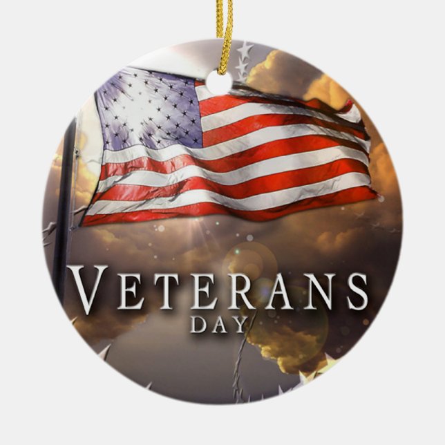 Veterans Day Ceramic Tree Decoration (Front)
