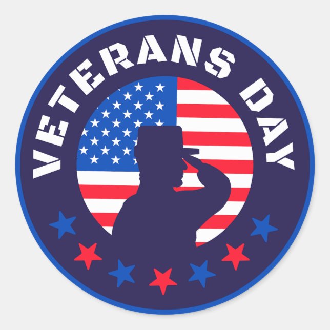 Veterans Day Classic Round Sticker (Front)