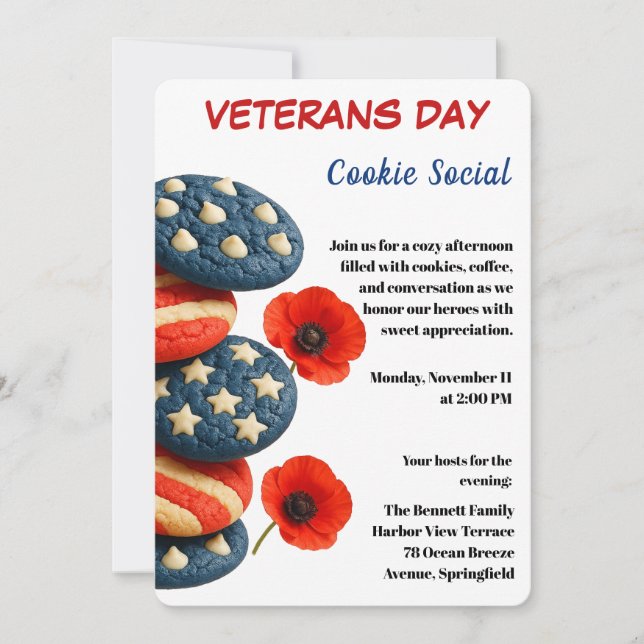 Veterans Day | Cookie Social Celebration Invitation (Front)