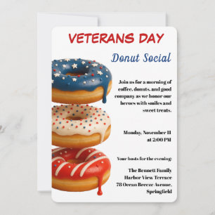 Veterans Day   Donut Social Celebration Invitation