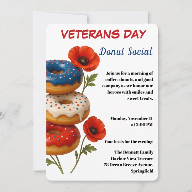 Veterans Day | Doughnut Social Celebration Invitation (Front)