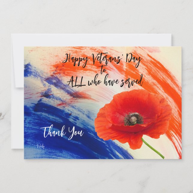 Veterans Day Flat Thank You Card (Front)