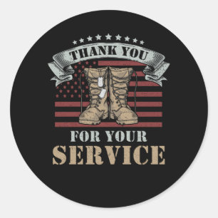Veterans Day Gift Thank You for your service Classic Round Sticker