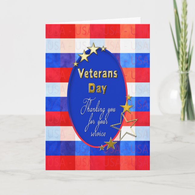 Veterans Day Greeting - American Heros - Thankful Thank You Card (Front)