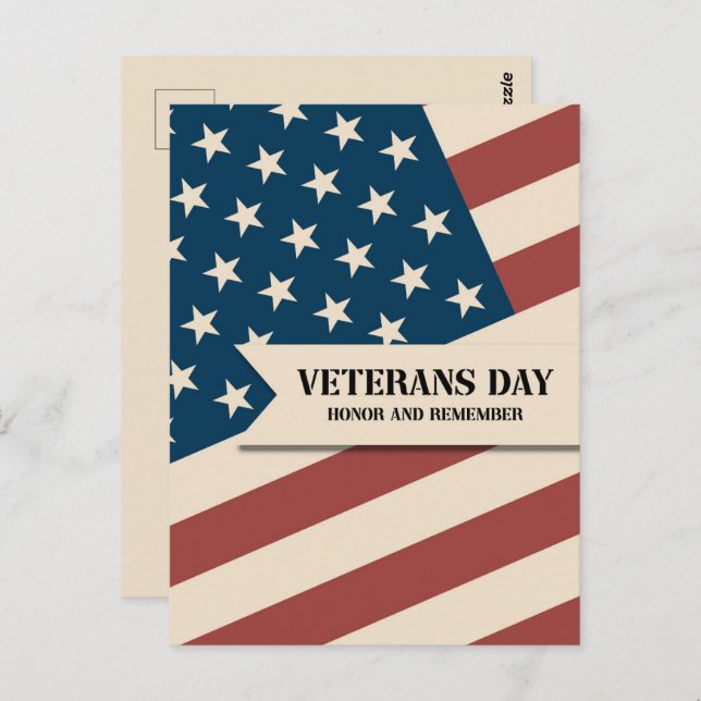 Veterans Day - Honor And Remember Postcard (Front/Back)