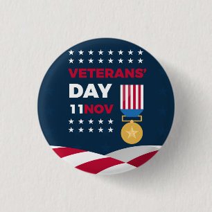 Veterans Day - Honoring all who served  3 Cm Round Badge