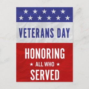 Veterans Day - Honoring all who served  Holiday Postcard