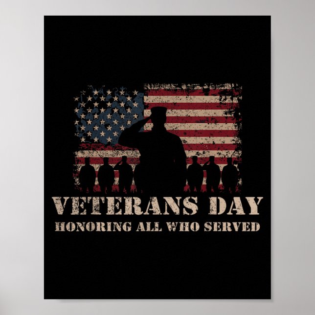 Veterans Day Honoring All Who Served Patriotic Fla Poster (Front)