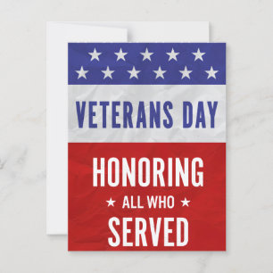 Veterans Day - Honoring all who served Postcard
