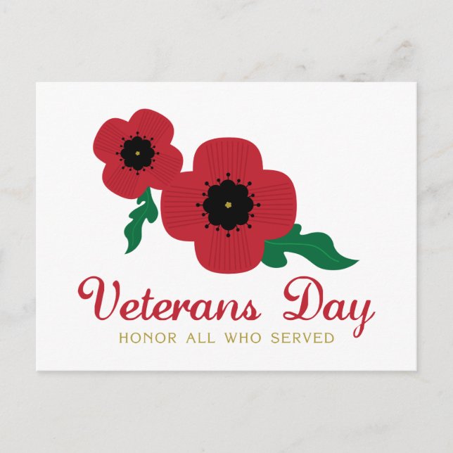 Veterans Day Honour Flowers Postcard (Front)