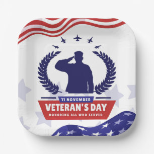 Veterans Day - Honouring all who served Paper Plate