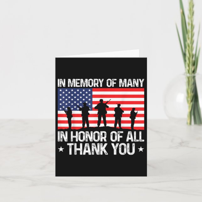 Veterans Day In Honour Of All Veteran Memorial Day Card (Front)