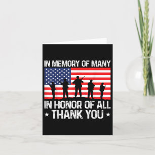 Veterans Day In Honour Of All Veteran Memorial Day Card