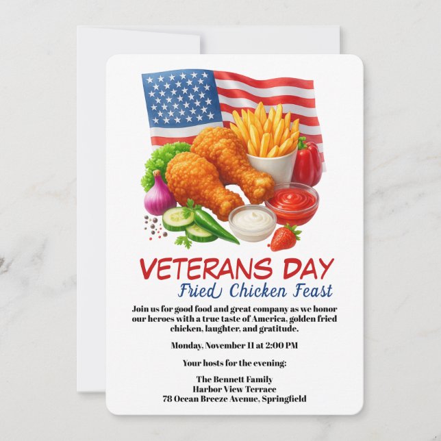 Veterans Day Invitation | Fried Chicken Feast (Front)