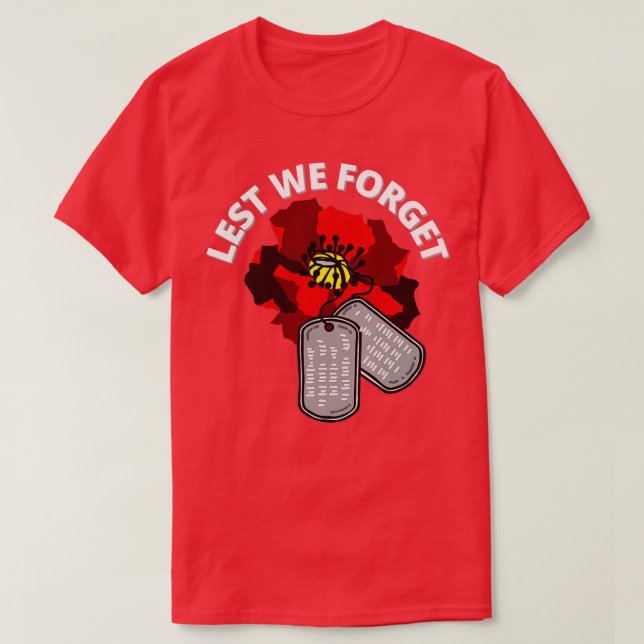 Veterans Day Lest We Forget Red Poppy Flower USA M T-Shirt (Design Front)