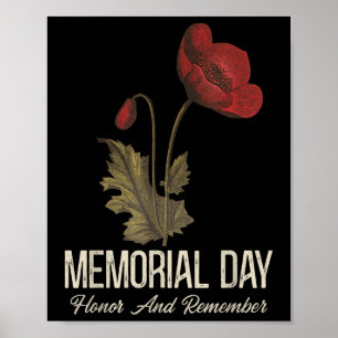 Veterans Day Lest We Forget Red Poppy Flower Usa Poster