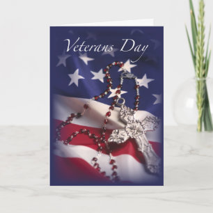 Veterans Day Patriotic Cross Flag, Religious Card