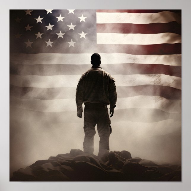 Veterans Day patriotic digital print poster (Front)