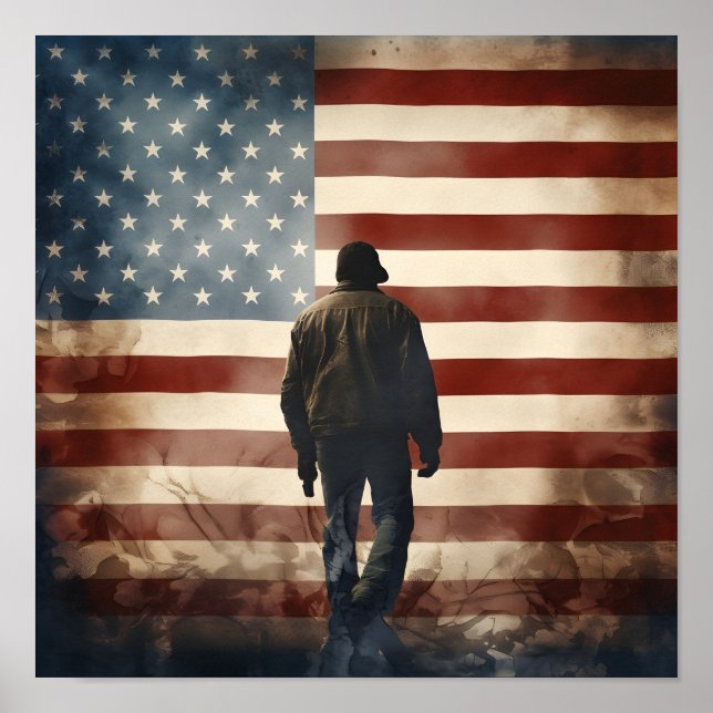 Veterans Day patriotic digital print poster (Front)