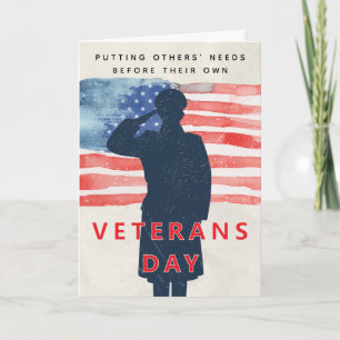 Veterans Day Patriotic Theme Salute and U.S. Flag Card