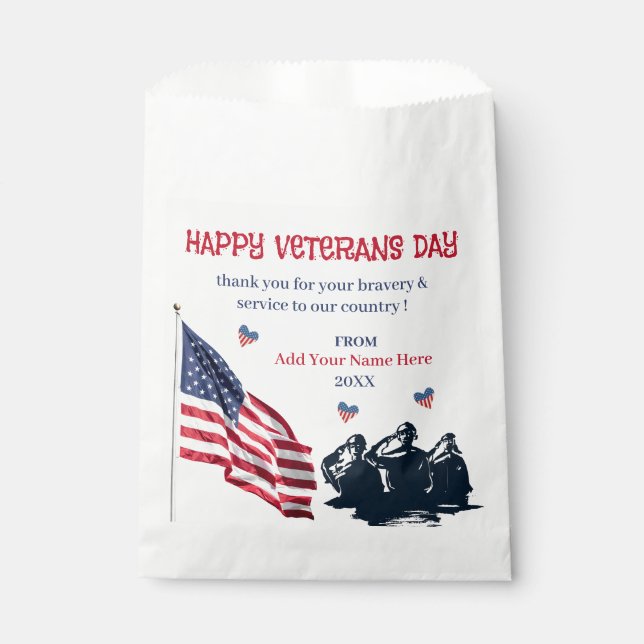 Veterans Day Patriotic USA Flag Thank You Favour Bags (Front)