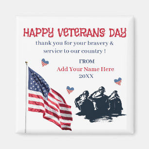 Veterans Day Patriotic USA Flag Thank You Magnet