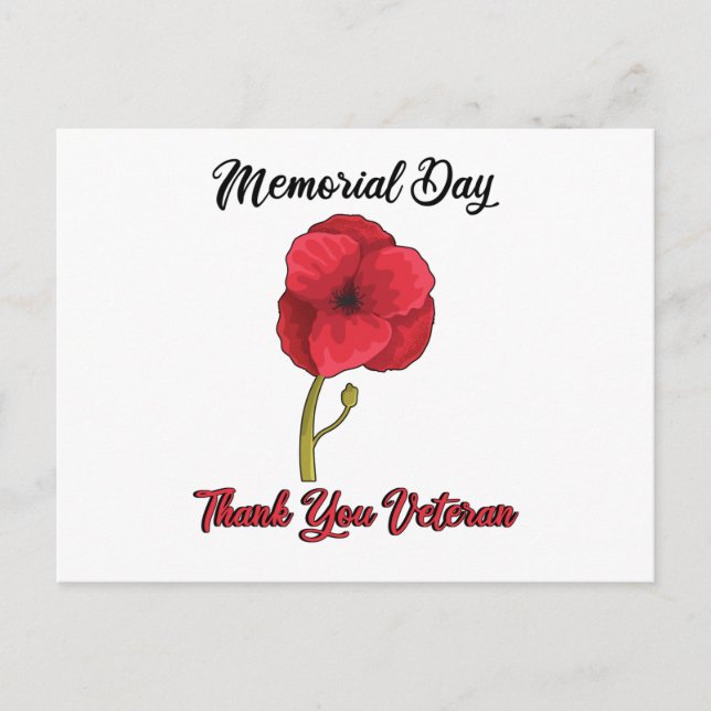 Veterans Day Pride USA Memorial Day Poppy Poppy Postcard (Front)