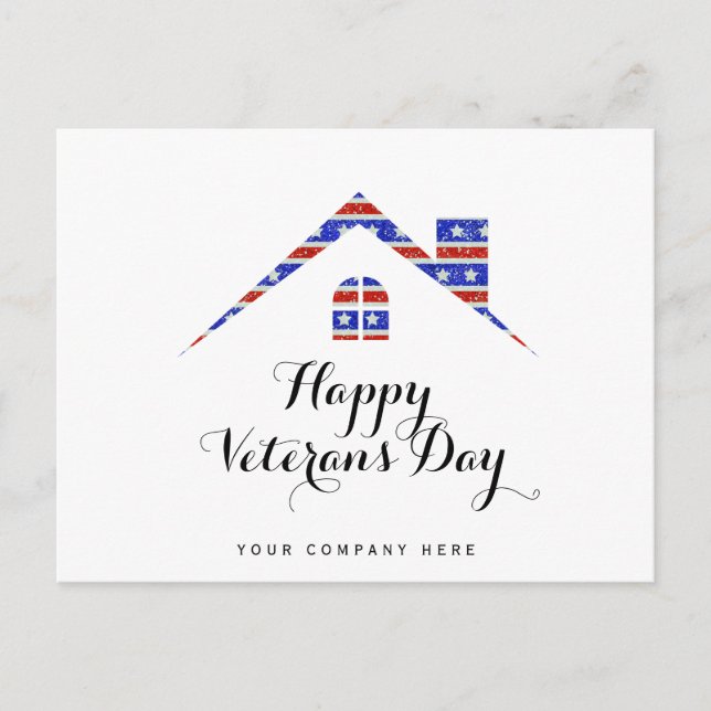 Veterans Day Real Estate House  Postcard (Front)