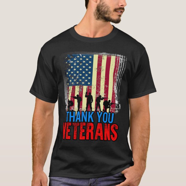 Veterans Day Red Poppy Flower Thank You American U T-Shirt (Front)