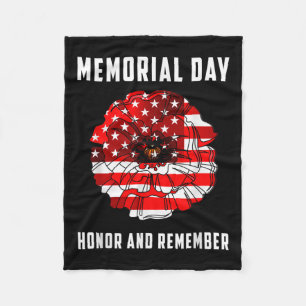 Veterans Day Red Poppy Flower Usa Memorial Day 2 Fleece Blanket