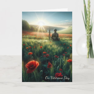 Veterans Day Soldier In a Poppy Field Card
