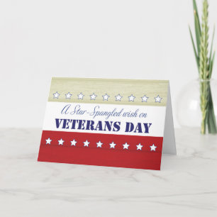 Veterans Day, Star Spangled Wish, Red, White, Blue Card